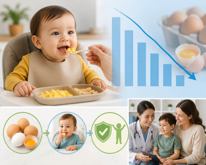 Toddler enjoying eggs early in life Egg allergies