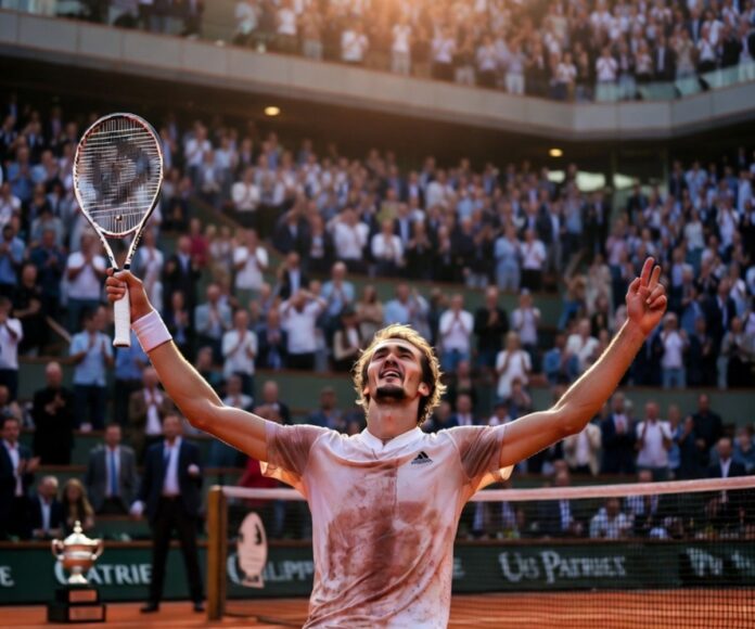 Zverev's victory celebration