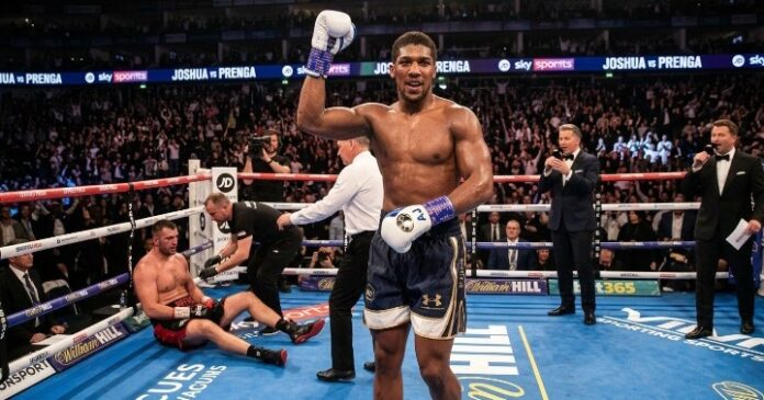 Anthony Joshua after win against Kristian Prenga