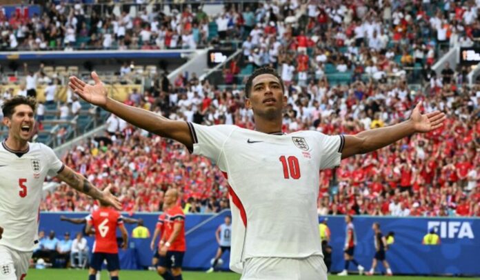 Bellingham celebrating his goal against Norway Bellingham celebrating his goal against Norway during World Cup Quarterfinal game