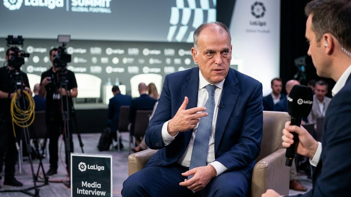 La Liga President Javier Tebas during a World Cup Interview 