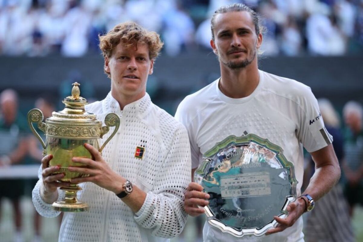 Sinner alongside Zverev after winning the Wimbledon grand slam title