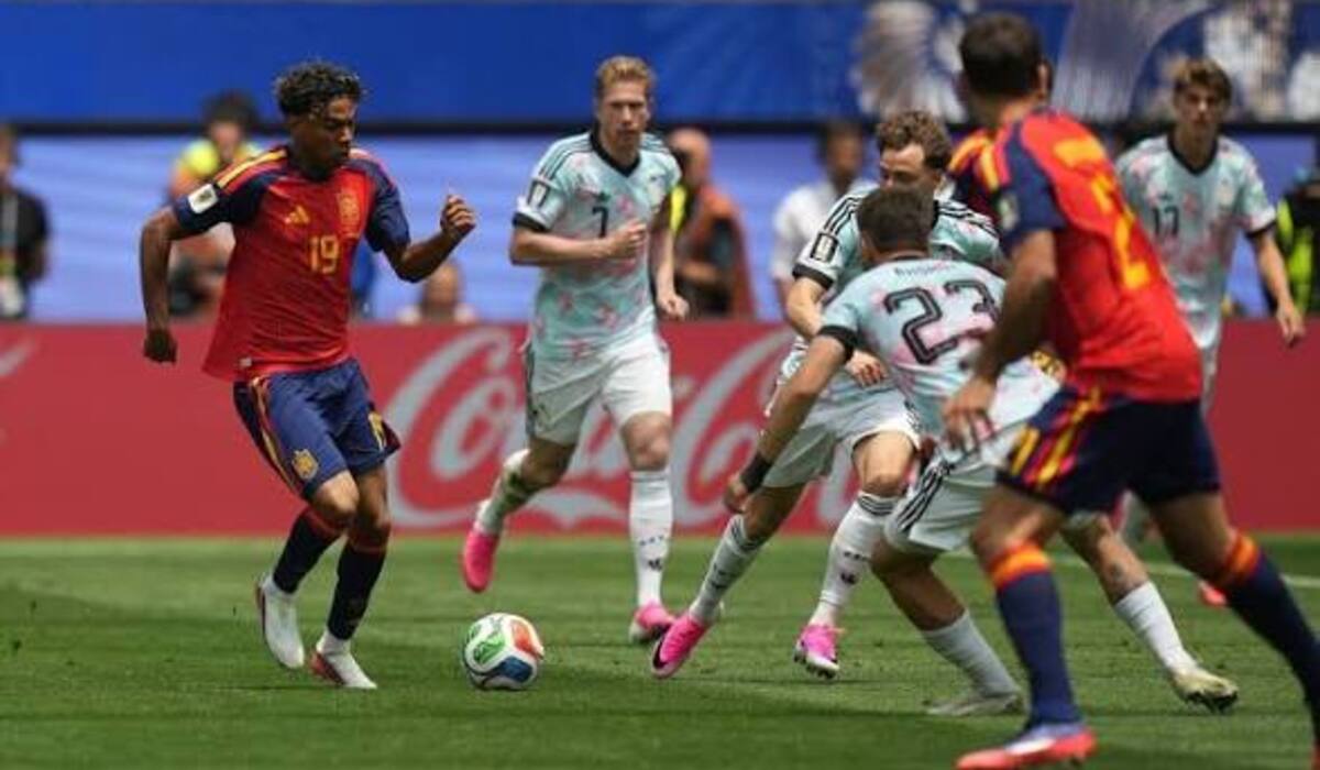 Spain Advance to the World Cup Semifinals with a 2-1 Win Against Belgium 1 Spain in action against Belgium during World Cup semifinal match.