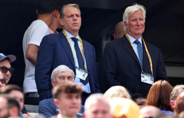 Todd Boehly and Mark Walter in the stands during a match